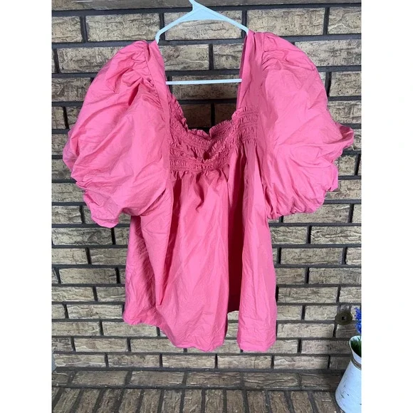 Maeve Anthropologie Smocked Top Puff Sleeve Square Neck Blouse 3X - Picture 5 of 7